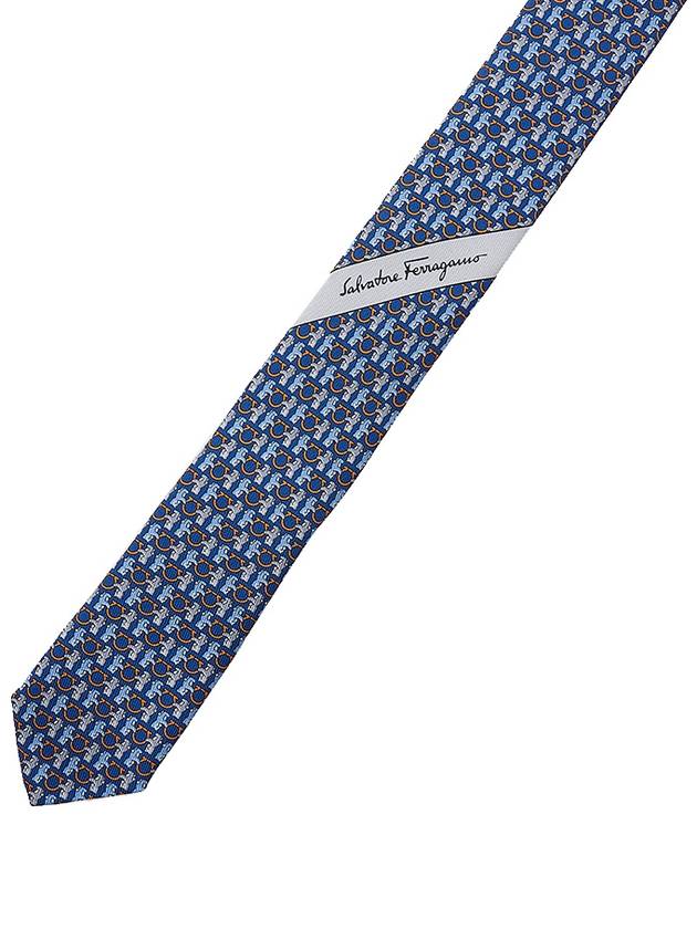 Bear Logo Print Silk Tie Marine - SALVATORE FERRAGAMO - BALAAN 9