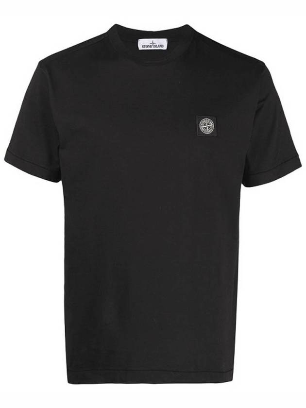 Logo Patch Short Sleeve T-Shirt Black - STONE ISLAND - BALAAN 2