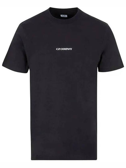 Small Logo Print Short Sleeve T-Shirt Black - CP COMPANY - BALAAN 2