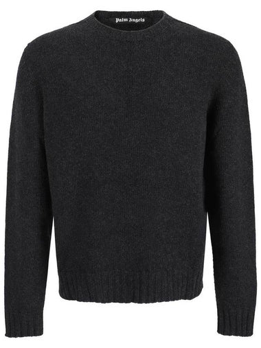 Palm Angels Dark Grey Merino Wool Blend Sweater - PALM ANGELS - BALAAN 1