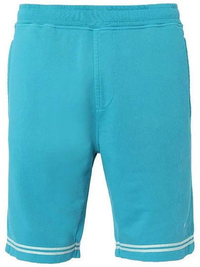 Men's Logo Cotton Shorts Light Blue - STONE ISLAND - BALAAN 2