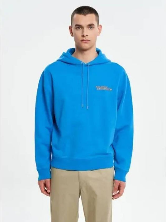 Men s Go Faster oversized boxy fit hooded sweatshirt hoodie enamel blue domestic product - MAISON KITSUNE - BALAAN 1