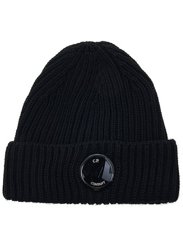 Lens Wappen Extra Fine Merino Wool Beanie Black - CP COMPANY - BALAAN 10