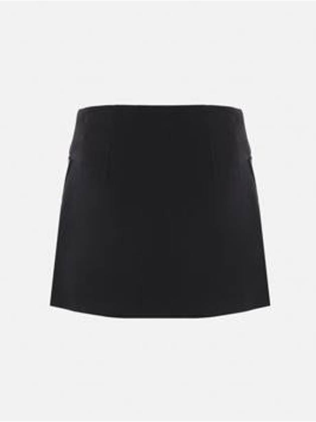 Wool Satin Mini A Line Skirt Black - PRADA - BALAAN 3