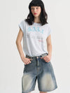 Call Linen Cuffed Summer T Shirt Sky Blue - SORRY TOO MUCH LOVE - BALAAN 2