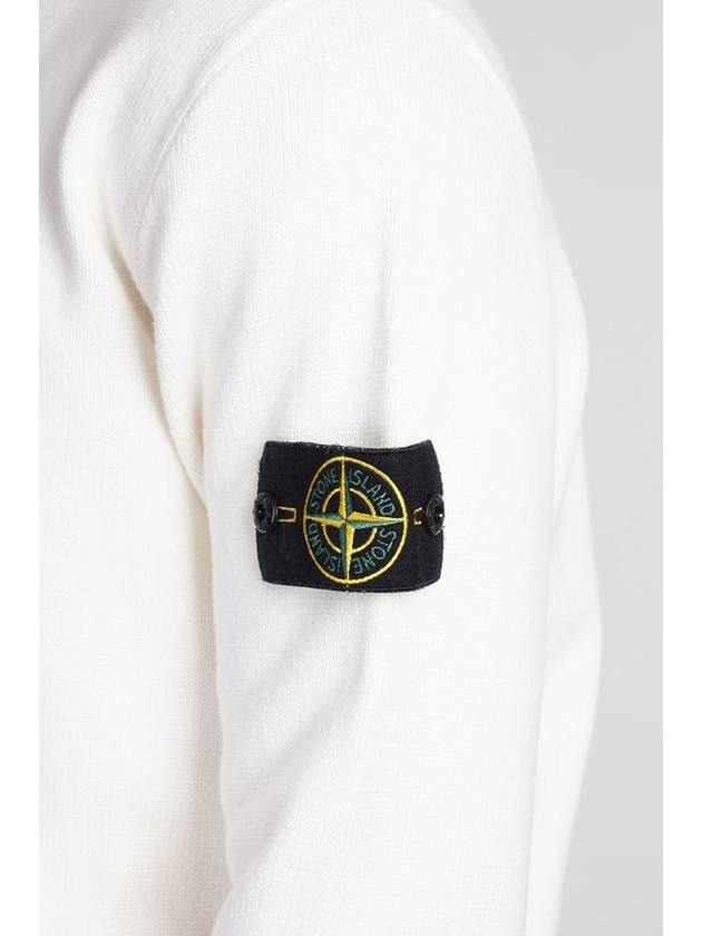 Round Neck Wappen Organic Knit Top White - STONE ISLAND - BALAAN 6