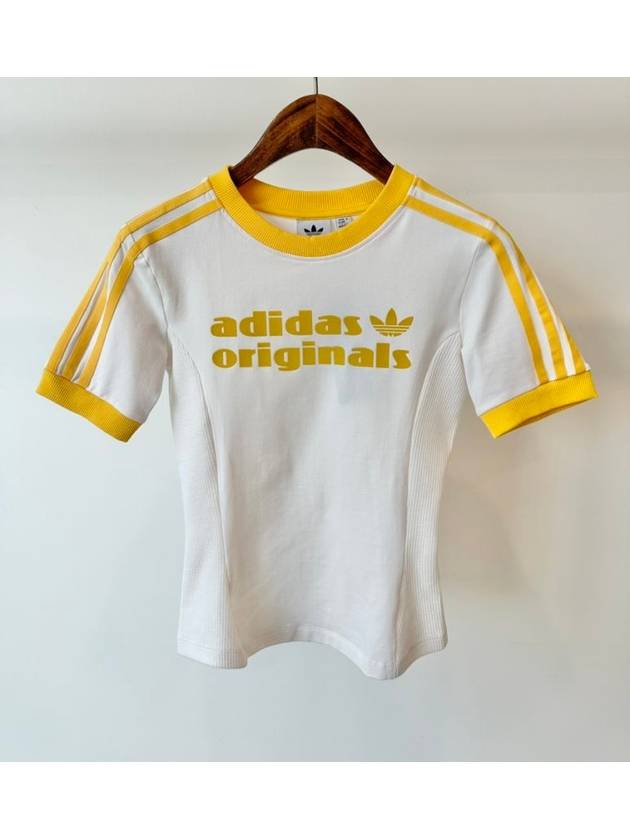 Tight Logo Short Sleeve T-Shirt Yellow White - ADIDAS - BALAAN 6