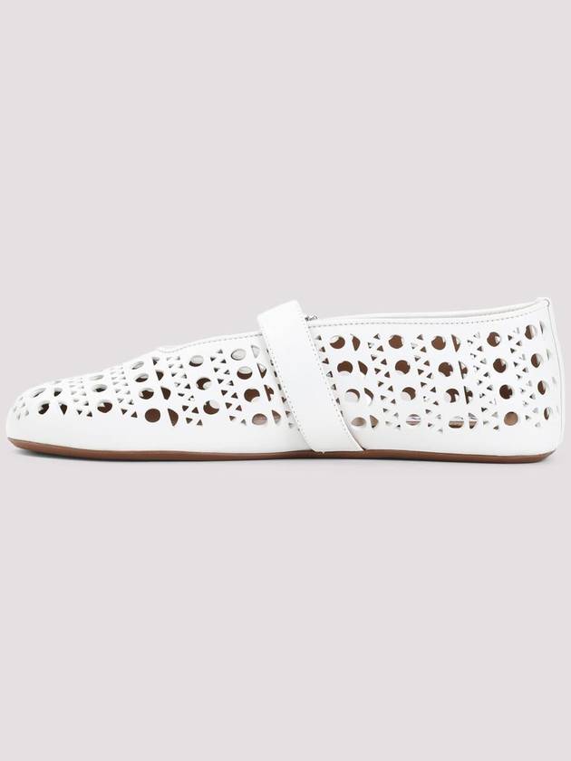 Buckle Laser Cut Leather Mary Jane Flat Whire - ALAIA - BALAAN 3