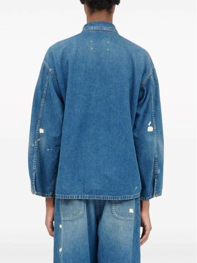 Distressed Denim Cotton Long Sleeve Shirt Navy - MAISON MARGIELA - BALAAN 4