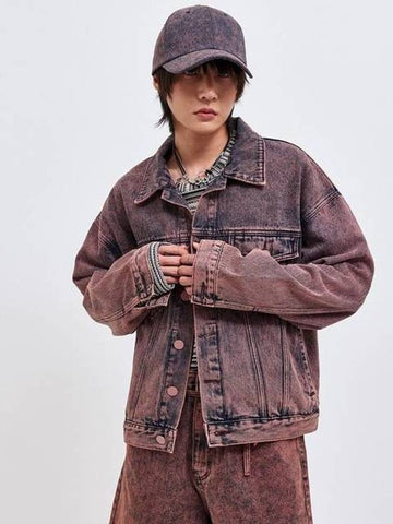 Oversized Trucker Denim Jacket Wine - C WEAR BY THE GENIUS - BALAAN 1