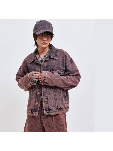 Oversized Trucker Denim Jacket Wine - C WEAR BY THE GENIUS - BALAAN 1