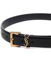 Monogram Buckle Leather Belt Black - SAINT LAURENT - BALAAN 5