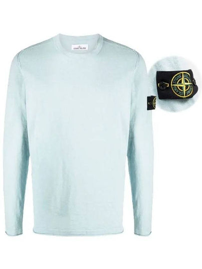 Wappen Patch Crew Neck Knit Top Aqua Blue - STONE ISLAND - BALAAN 2