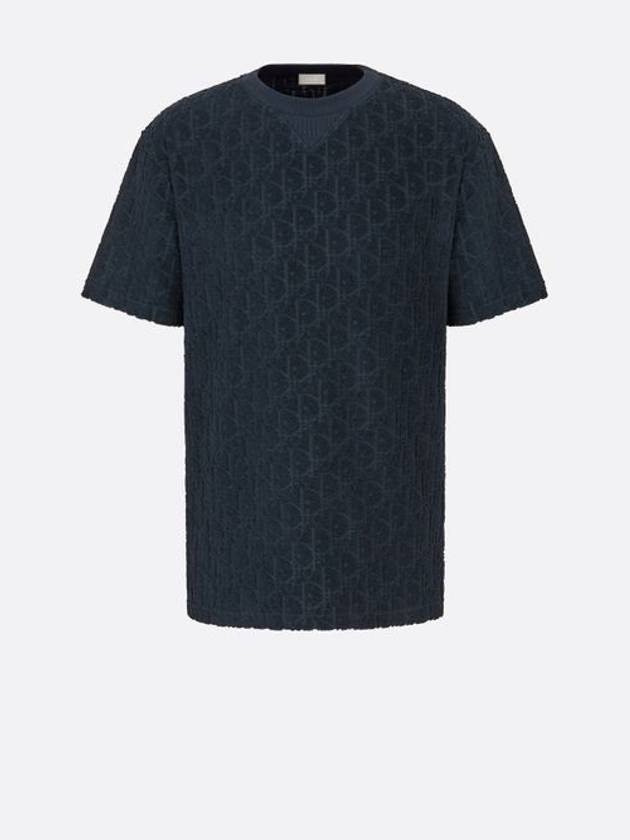 Oblique Terry Cotton Relaxed Fit Short Sleeve T-Shirt Navy - DIOR - BALAAN 2