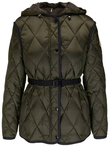 Women s BOURGET Diamond Quilted Padded Jacket Khaki 1A00042 59670 830 - MONCLER - BALAAN 1