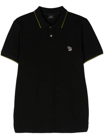 Zebra Logo Regular Fit Short Sleeve Polo Shirt Black - PAUL SMITH - BALAAN 1