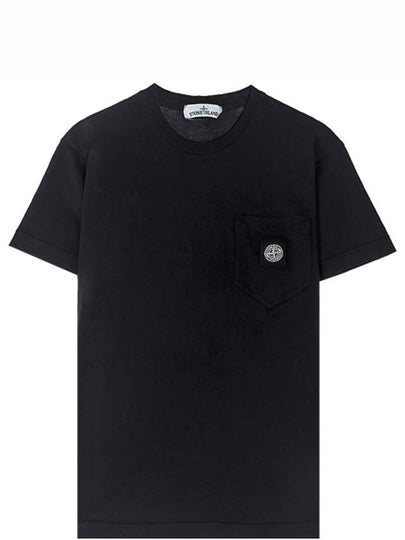 Embroidered Logo Patch Pocket Short Sleeve T-Shirt Navy - STONE ISLAND - BALAAN 2