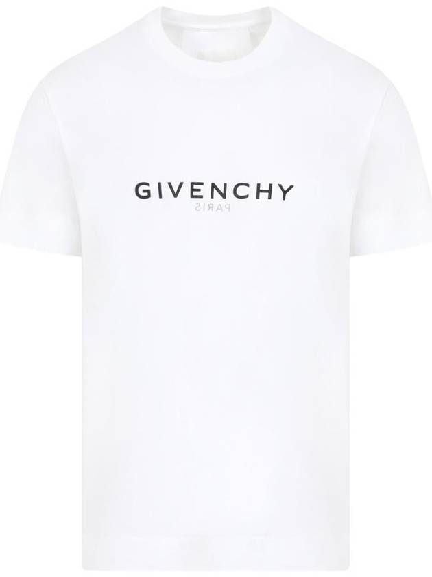 Men's Reverse Logo Round Slim Short Sleeve T-Shirt White - GIVENCHY - BALAAN 2