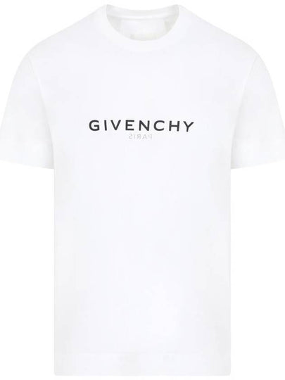 Men's Reverse Logo Round Slim Short Sleeve T-Shirt White - GIVENCHY - BALAAN 2