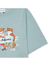 Surfing Foxes Logo Print Short Sleeve T-Shirt Sky Blue - MAISON KITSUNE - BALAAN 7