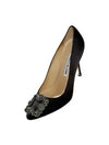 Hangisi 70 Satin Jewel Buckle Pumps Black - MANOLO BLAHNIK - BALAAN 2