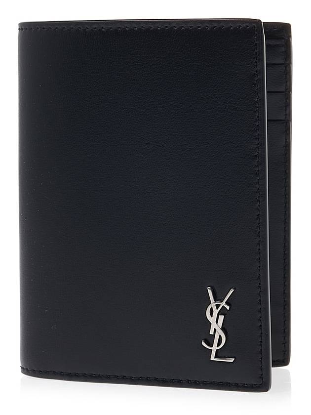 Men's Tiny Monogram Logo Half Wallet Black - SAINT LAURENT - BALAAN 2