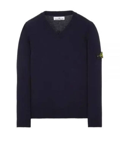 Wappen Patch V Neck Knit Top Navy - STONE ISLAND - BALAAN 2