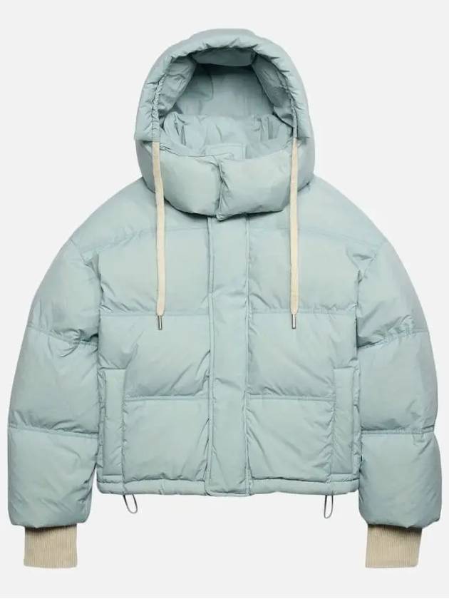 Oversized Nylon Puffer Down Jacket Aquamarine - AMI - BALAAN 3