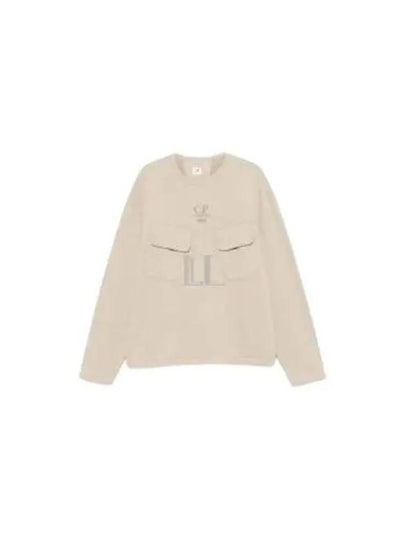 Brushed Emerized Diagonal Fleece Crew Neck Sweatshirt Beige - CP COMPANY - BALAAN 2