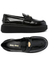 Brushed Chunky Platform Penny Leather Loafer Black - MIU MIU - BALAAN 2