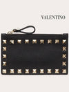 Rockstud Zipper Card Wallet Black - VALENTINO - BALAAN 3