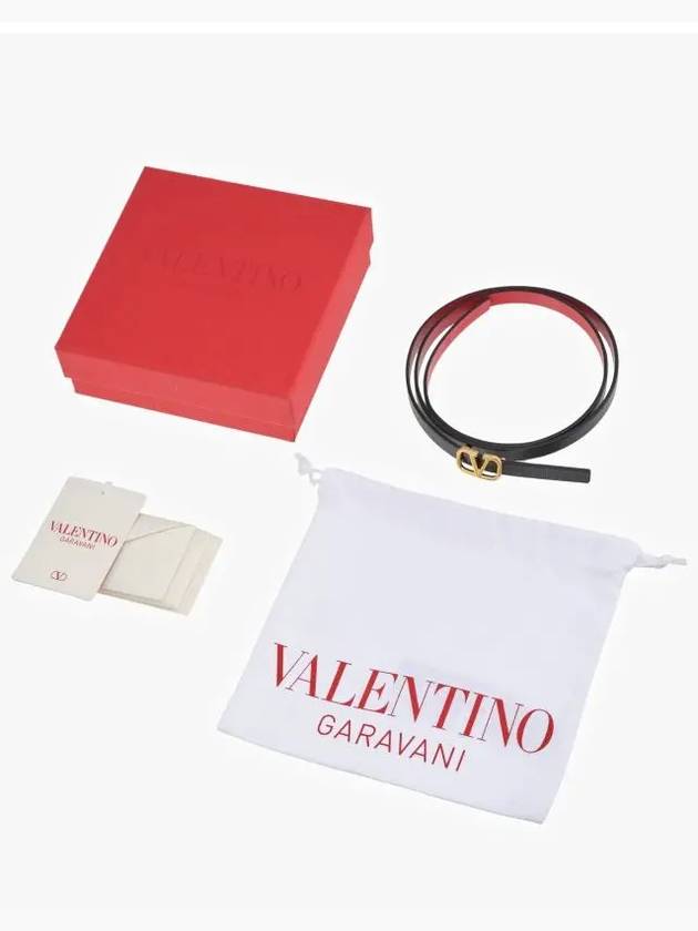 V Logo Signature Reversible Leather Belt Black - VALENTINO - BALAAN 5