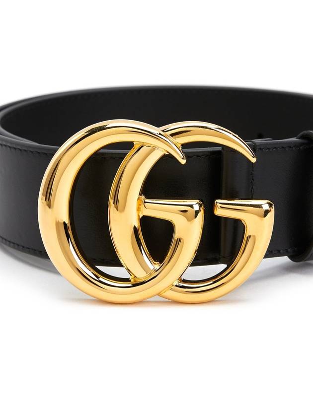 Double G Buckle Leather Belt Black - GUCCI - BALAAN 4