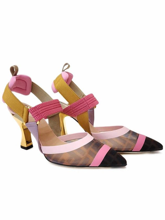 Colibri Mesh Slingback Heel Pink - FENDI - BALAAN 2