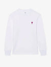 Small Heart Logo Long Sleeve T-Shirt White - AMI - BALAAN 2