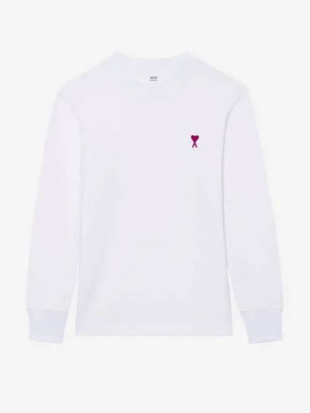 Small Heart Logo Long Sleeve T-Shirt White - AMI - BALAAN 2