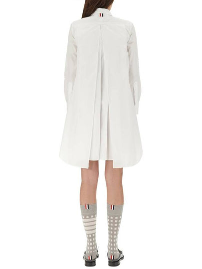 Solid Poplin Pleated Back Shirt Mini Dress White - THOM BROWNE - BALAAN 2