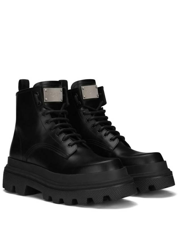 Men's Brushed Calfskin Ankle Boots Black - DOLCE&GABBANA - BALAAN 3