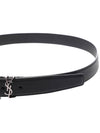 Silver Hardware Monogram Buckle Leather Belt Black - SAINT LAURENT - BALAAN 6