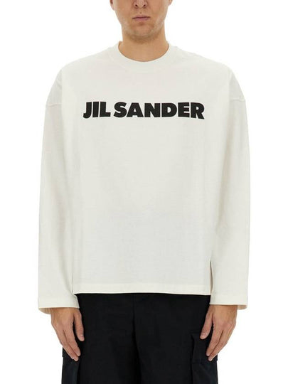 Logo Print Cotton Long Sleeve T-Shirt White - JIL SANDER - BALAAN 2