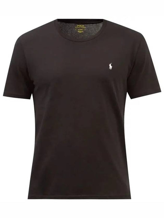 Pony logo embroidered cotton crewneck black Tshirt - POLO RALPH LAUREN - BALAAN 1