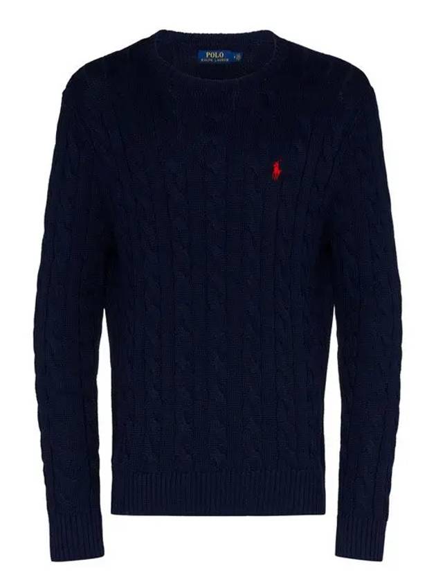 Embroidery Logo Cable Knit Top Navy - POLO RALPH LAUREN - BALAAN 2