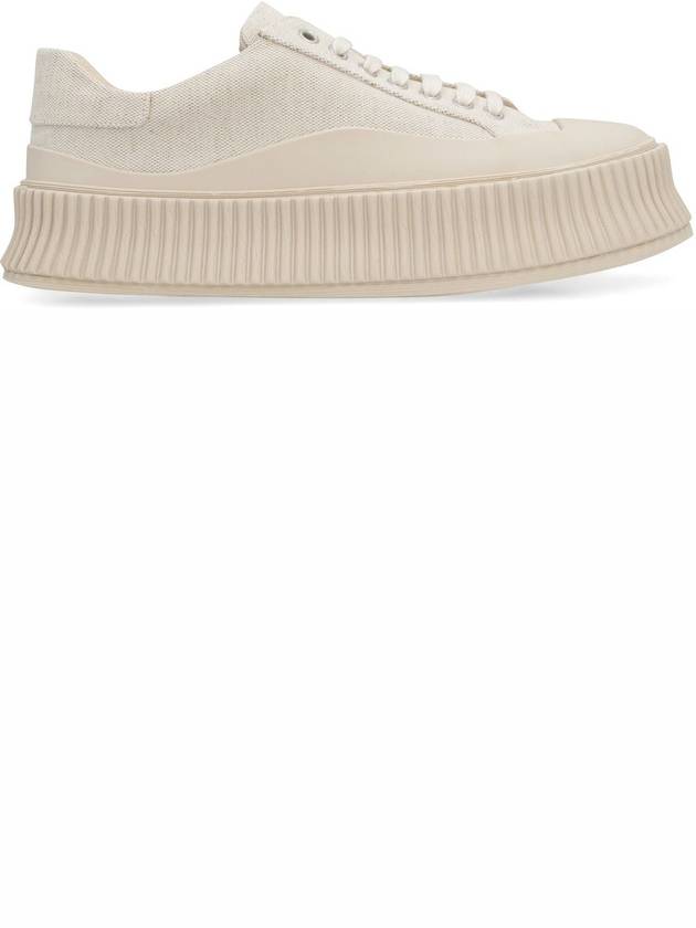 Lace-Up Cotton Low Top Sneakers Ivory - JIL SANDER - BALAAN 3