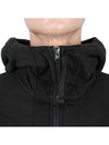 Brushed Cotton Fleece Garment Dyed Hooded Zip Up Black - STONE ISLAND - BALAAN 8