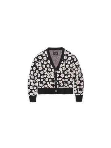 WOMEN Floral ribbed knit cardigan Shina black - UGG - BALAAN 1