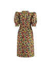 Floral Print Puff Sleeve Wrap Midi Dress - GANNI - BALAAN 3