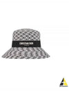 D-Bobby Houndstooth Large Straw Bucket Hat White Black - DIOR - BALAAN 2