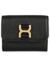 Women's Grain Leather Marcie Half Wallet Black - CHLOE - BALAAN 3