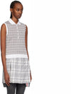 Check Silk Cotton 4 Bar Sleeveless Polo Shirt Grey - THOM BROWNE - BALAAN 4