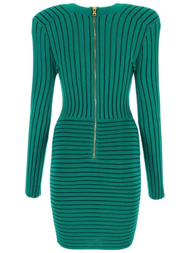 V-neck ribbed mini dress AF1R8425KD38 - BALMAIN - BALAAN 3